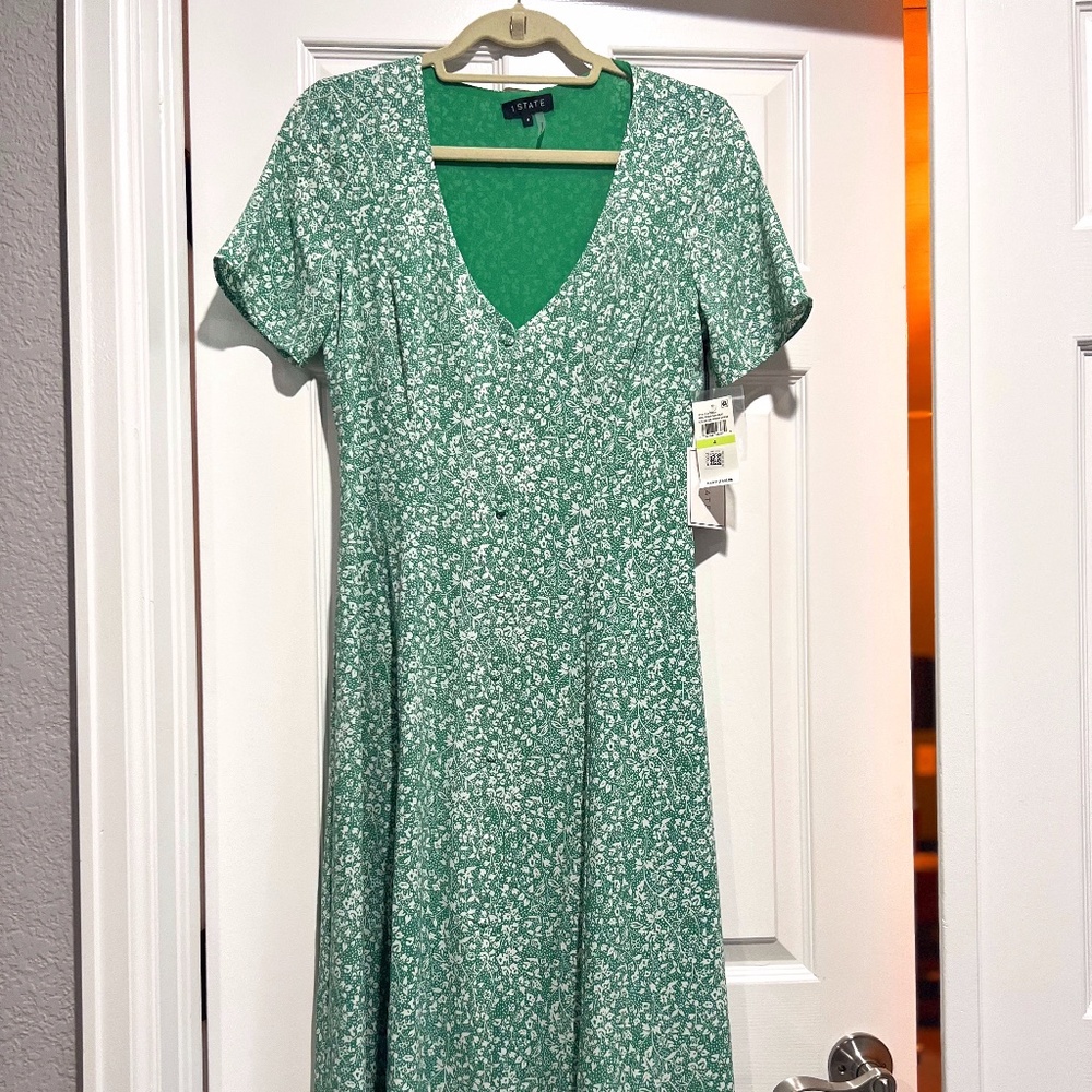 1STATE Green Neo Renaissance Folk Midi Maxi Dress Size 4, NWT